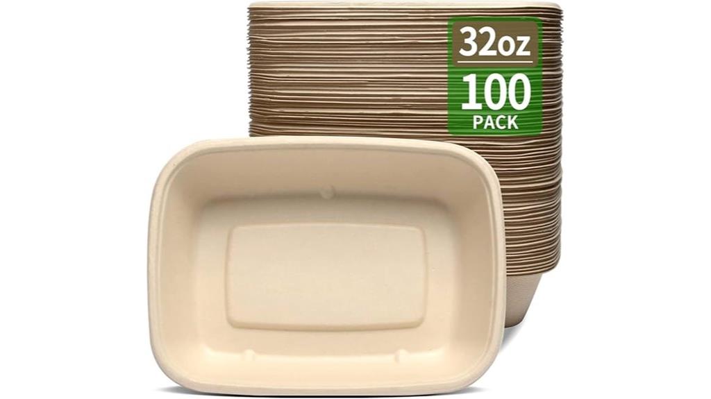 100 pack 32 oz paper bowls