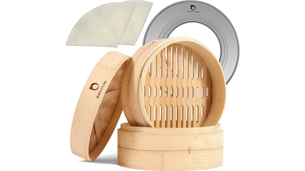 10 inch two tier bamboo steamer