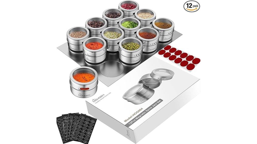 12 magnetic spice jars