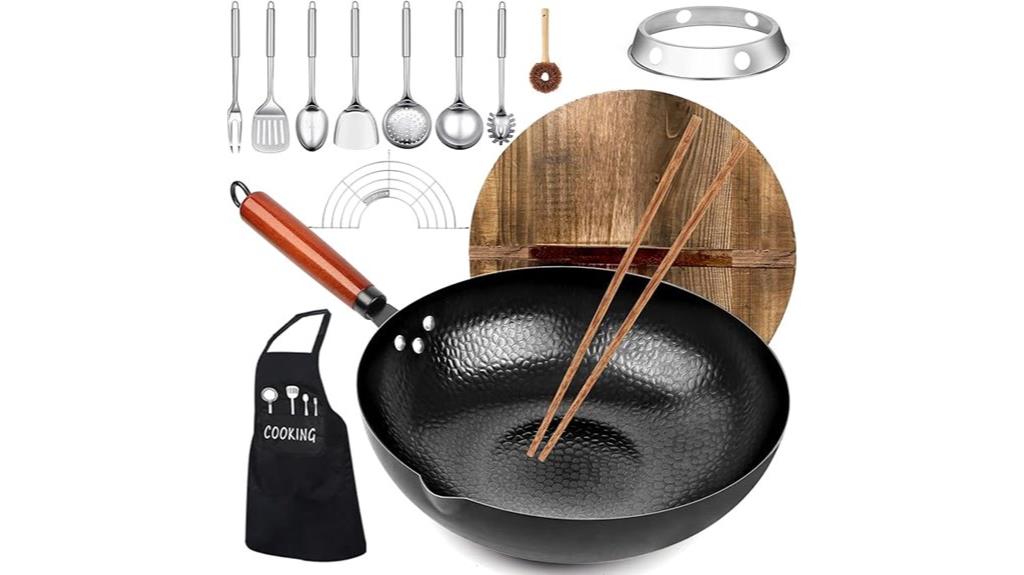 14 piece carbon steel wok set
