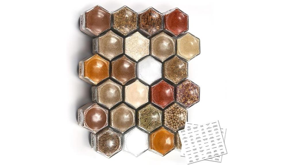 24 hexagon glass spice jars