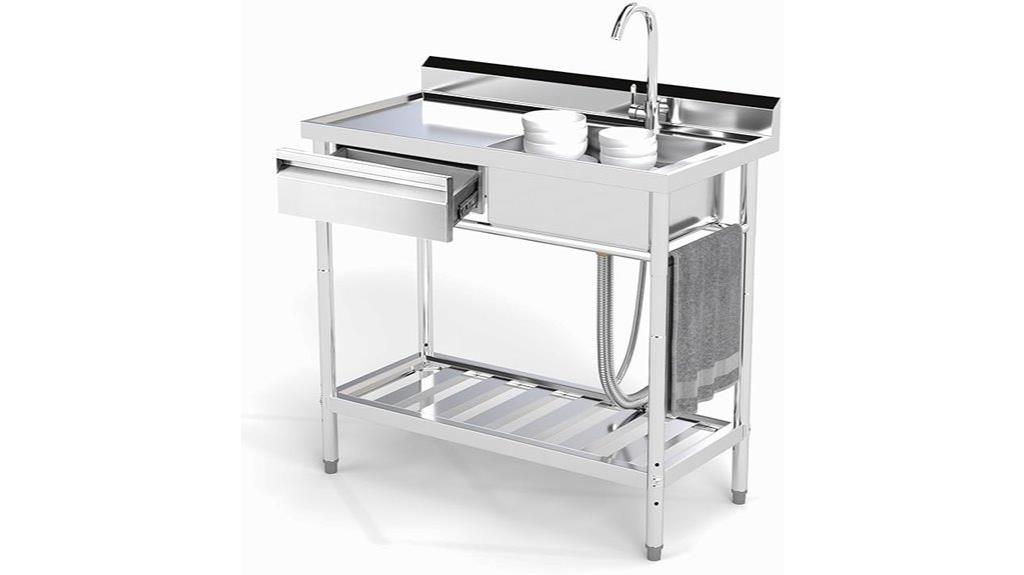 39 inch stainless steel sink