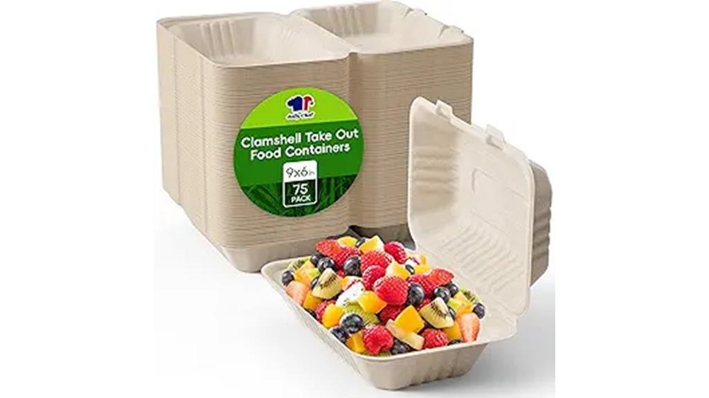75 pack clamshell food containers