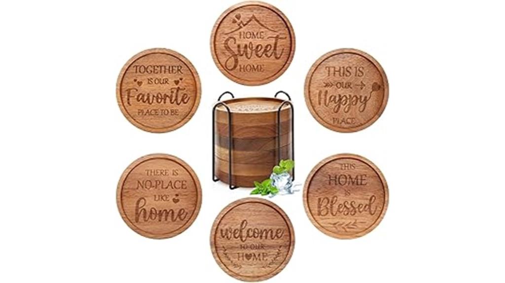 acacia wood coasters