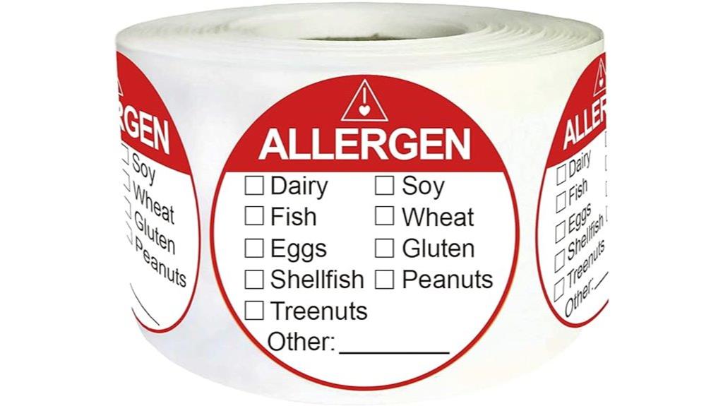 allergen warning sticker