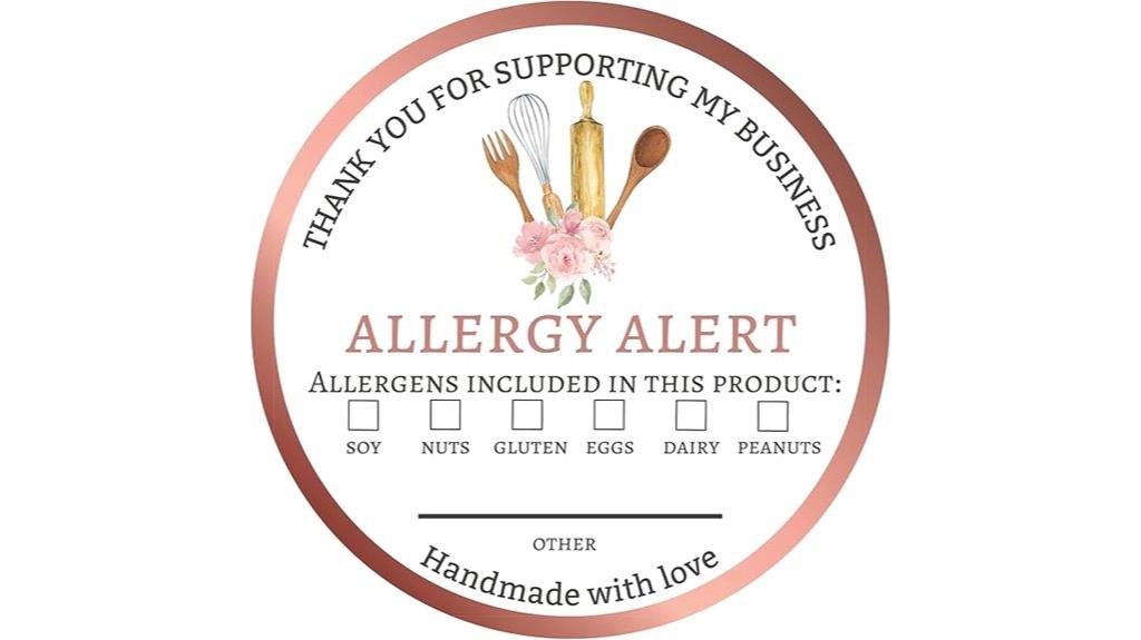 allergen warning stickers pack