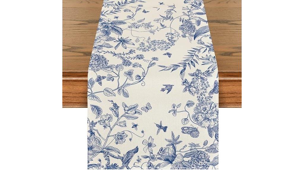 birds and flowers table runner
