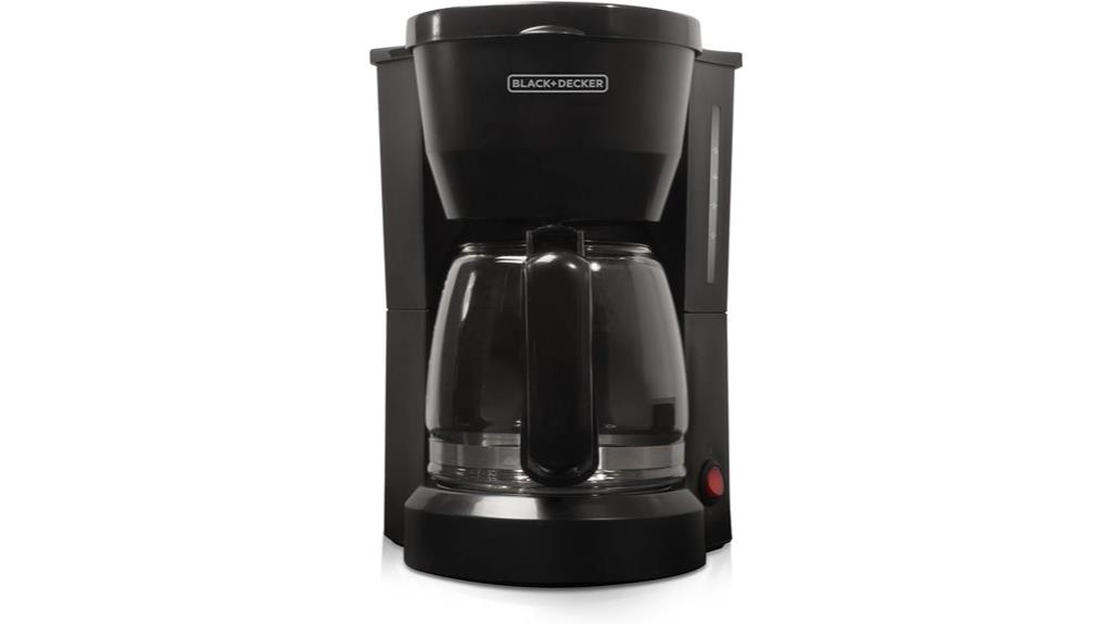 black coffeemaker 5 cup capacity