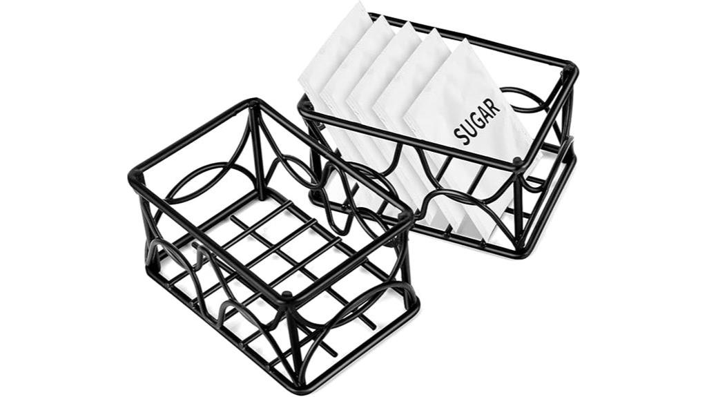 black metal sugar packet holder