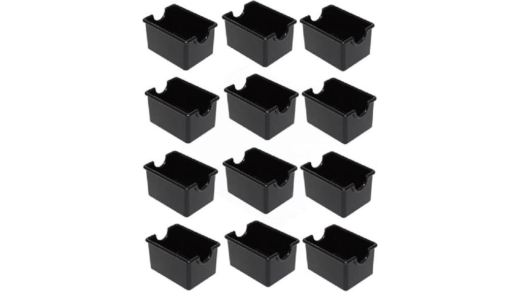 black plastic sugar packet holders