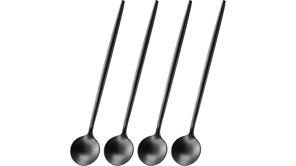 black stainless steel spoons