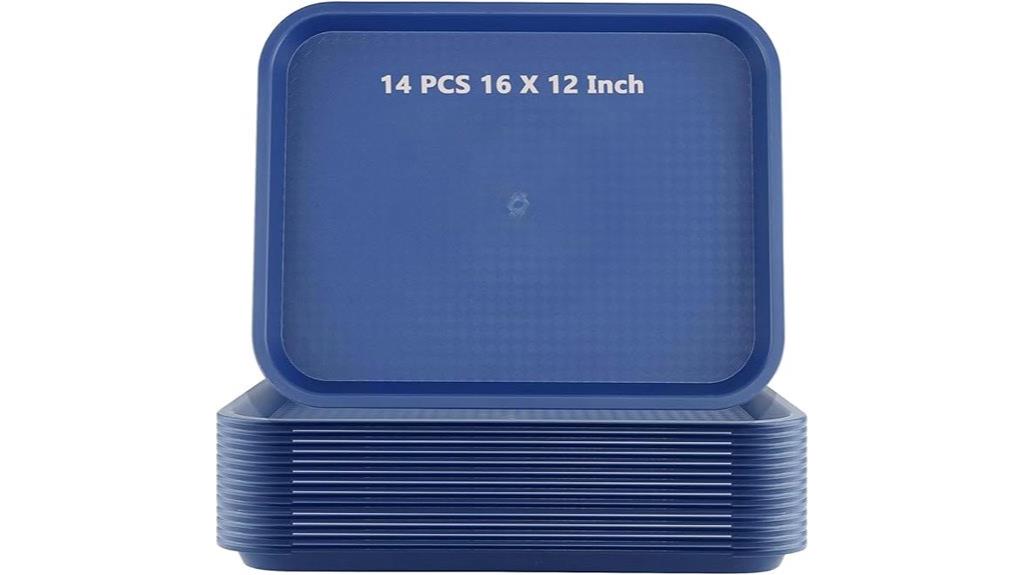 blue plastic food trays