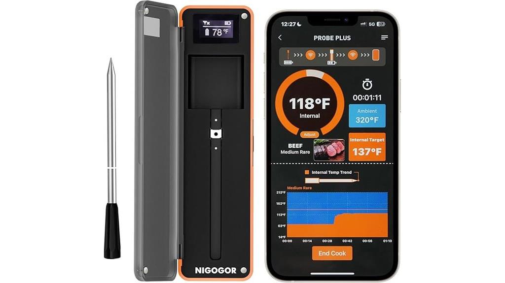 bluetooth enabled grilling thermometer