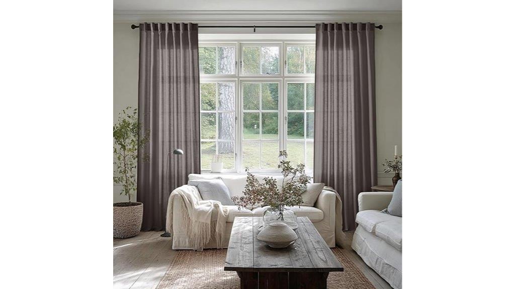 brown sheer curtain panels