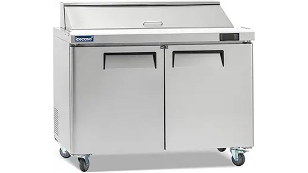 commercial fridge with salad prep
