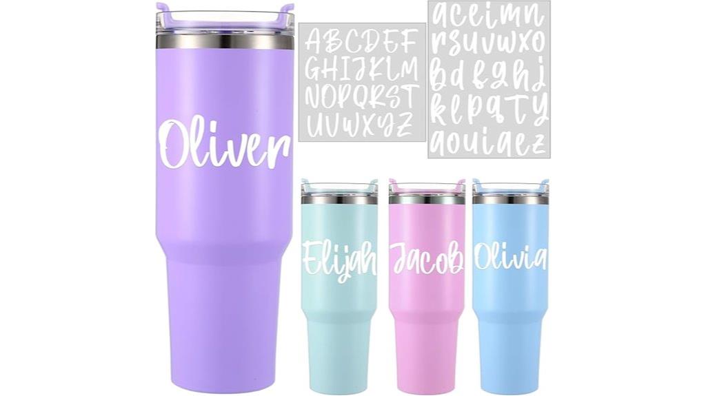 custom tumbler letter stickers