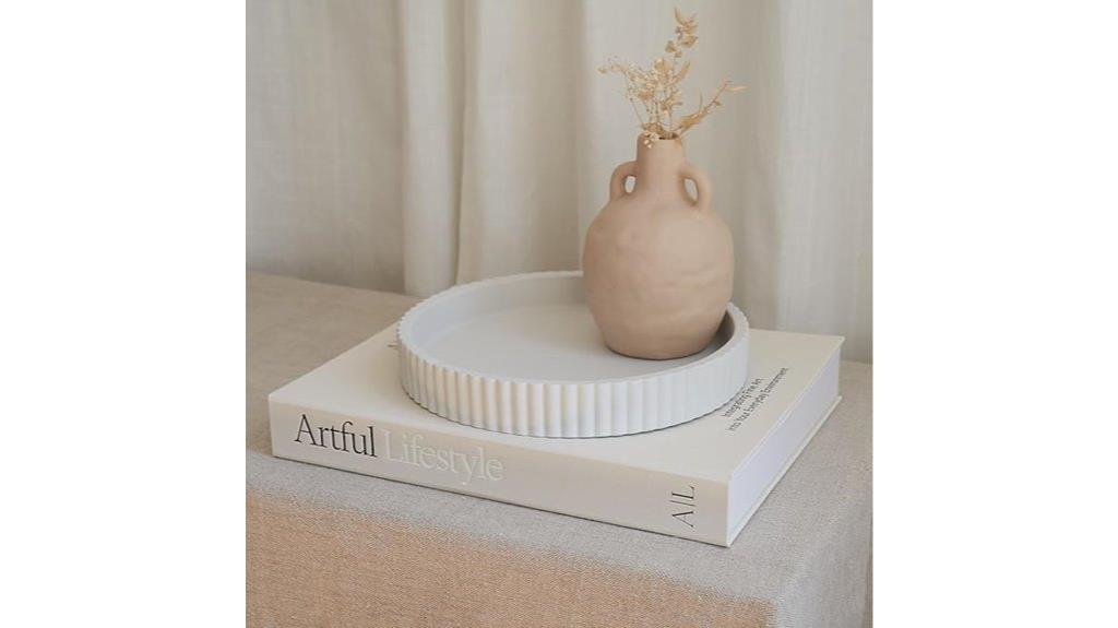 decorative concrete tray and book