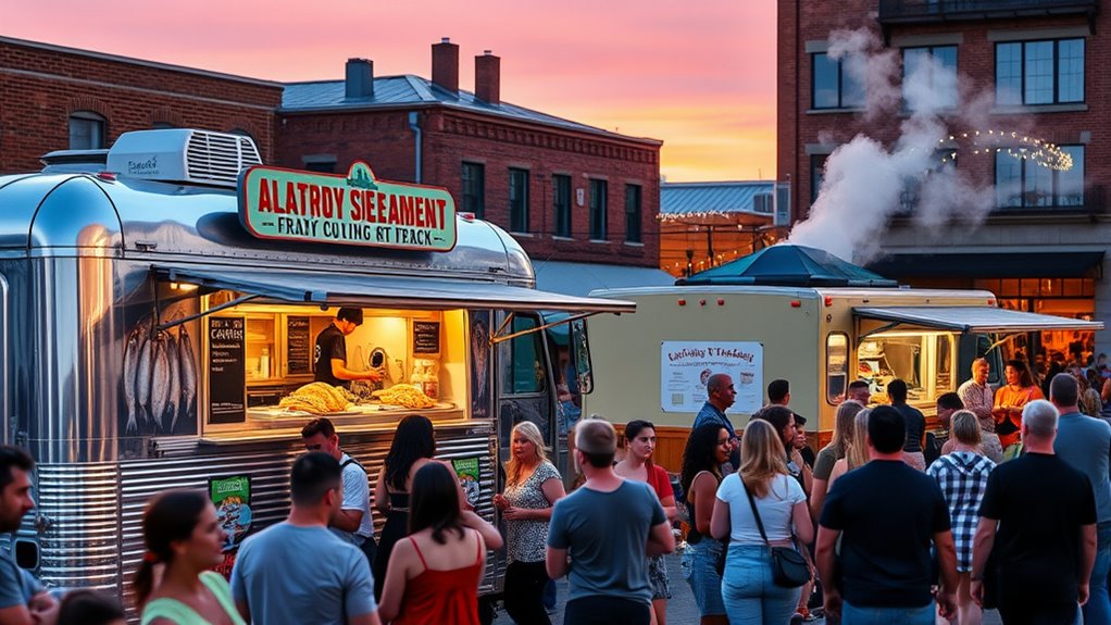 diverse lively food truck community