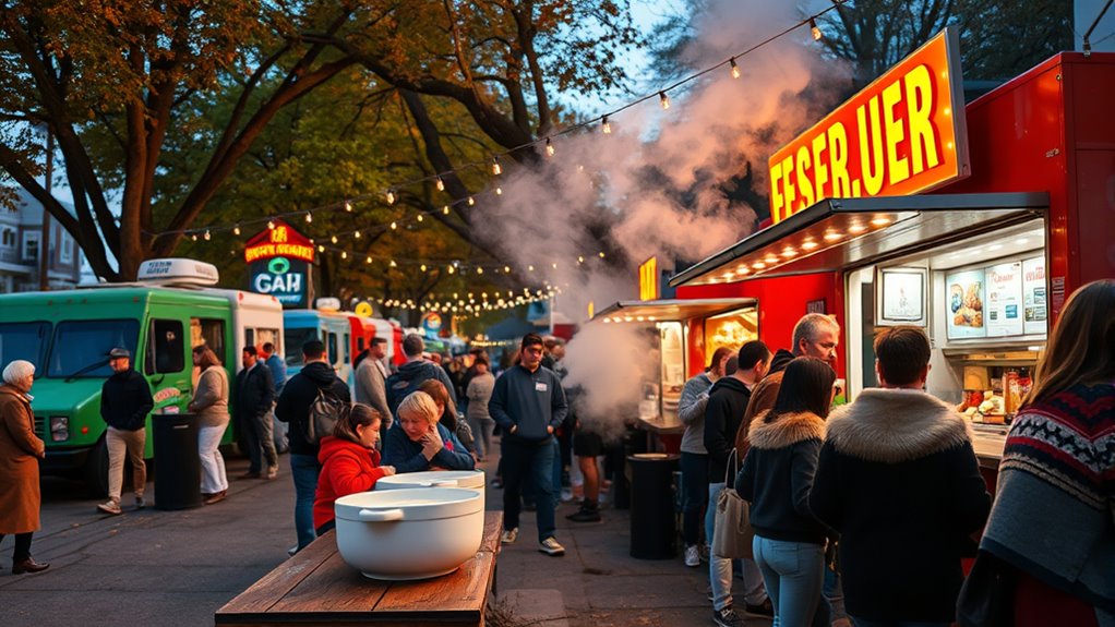 diverse lively food truck scene