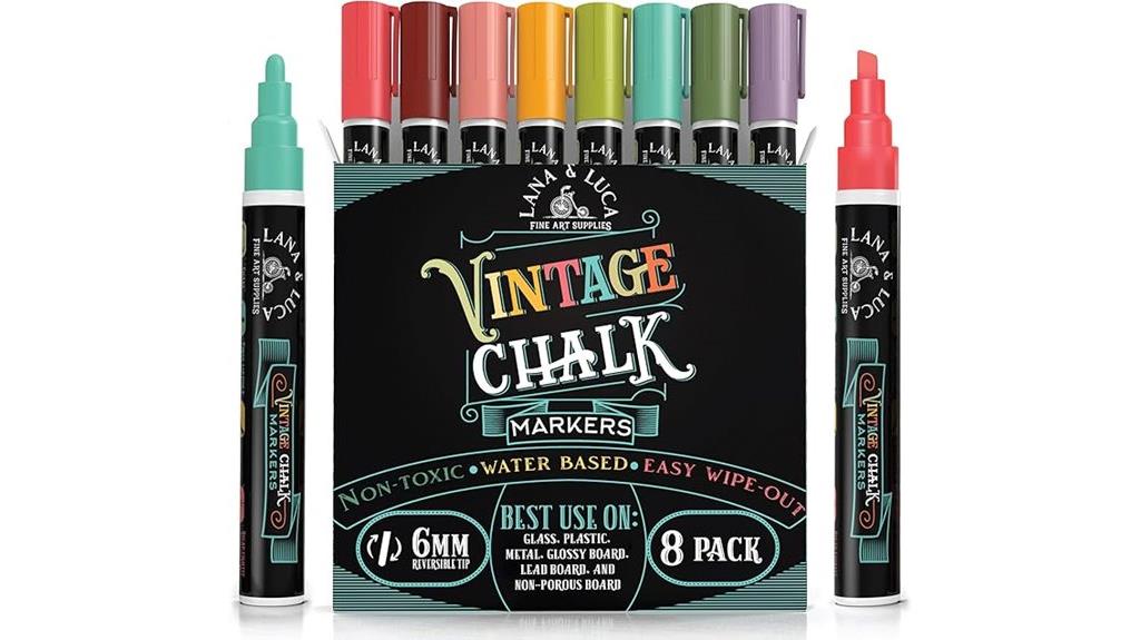 eight colorful chalk markers