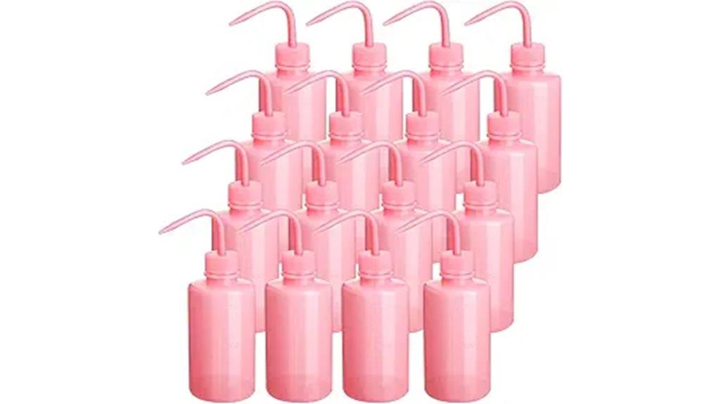 eighteen 250ml pink bottles