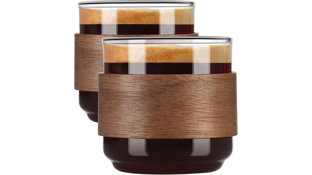 espresso cups with wooden ring