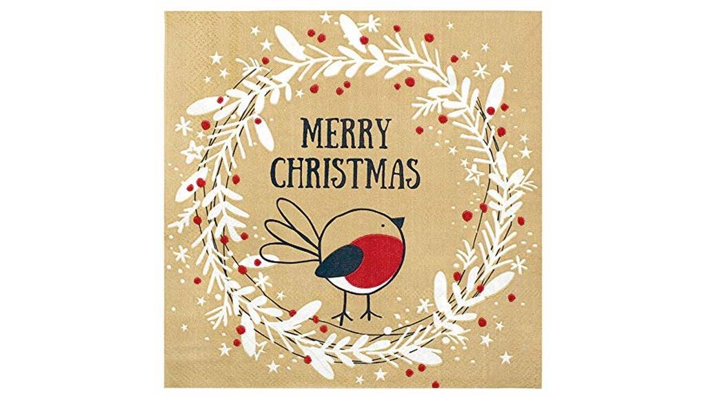 festive wreath bird napkins