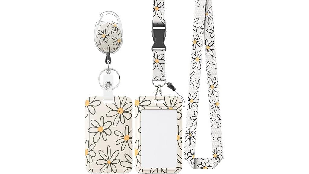 floral badge holder lanyard