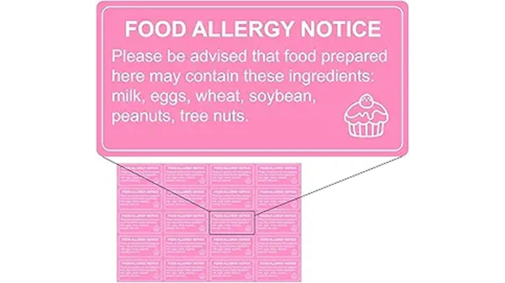 food allergy labels pack