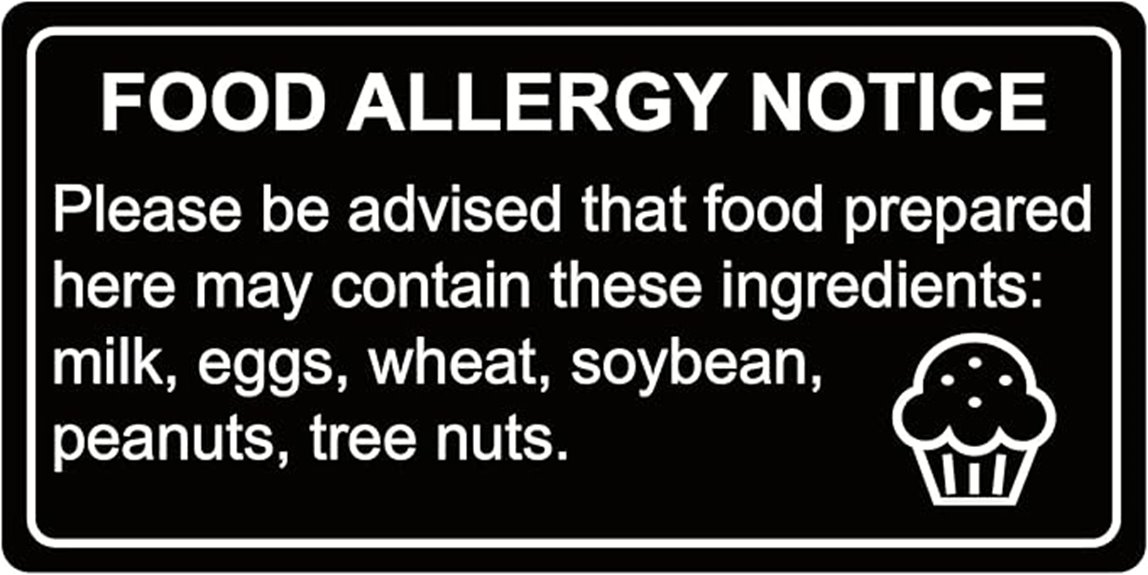 food allergy warning stickers