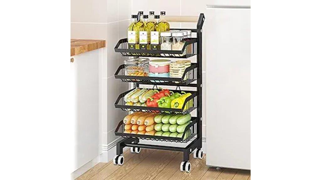four tier rolling snack cart