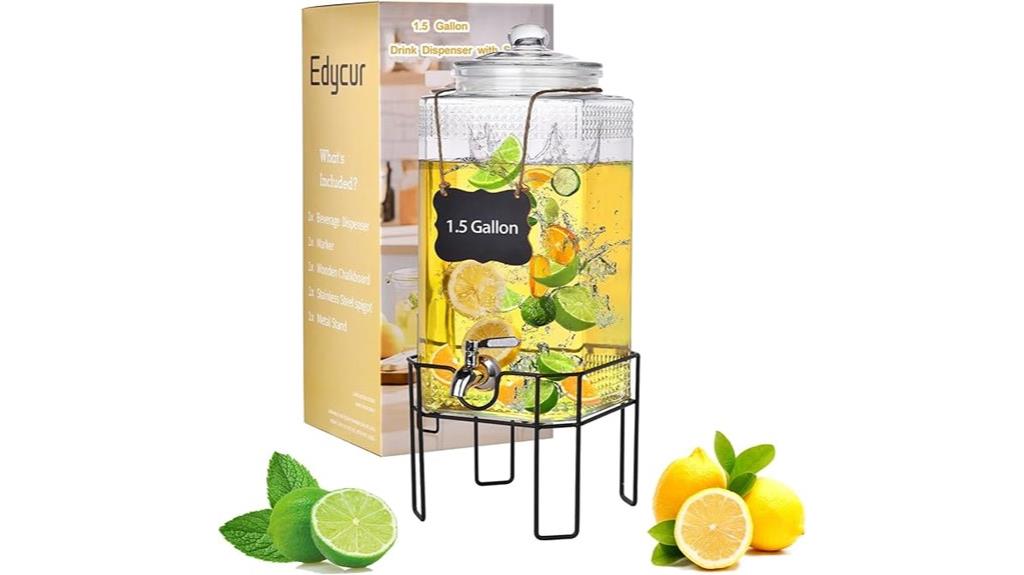 glass beverage dispenser with stand