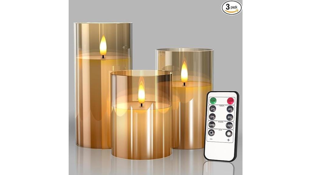 glass candle set with remote