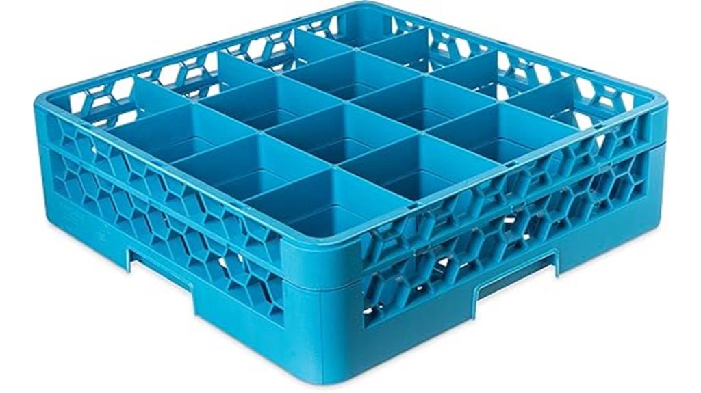 glass rack with compartments