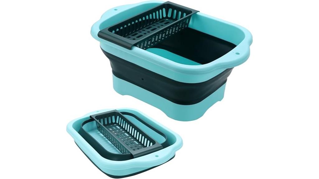 green collapsible dish basin