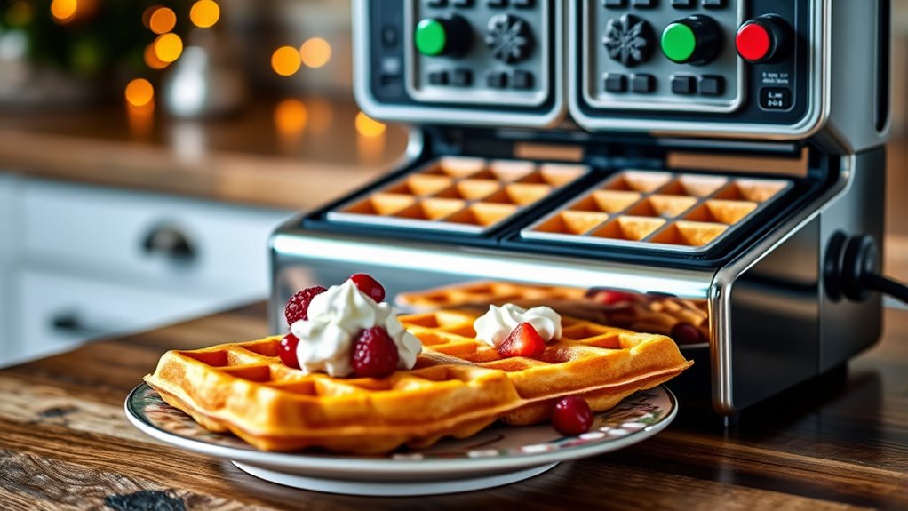 holiday waffle maker features