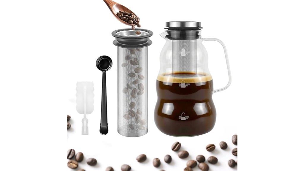 large glass cold brew pitcher