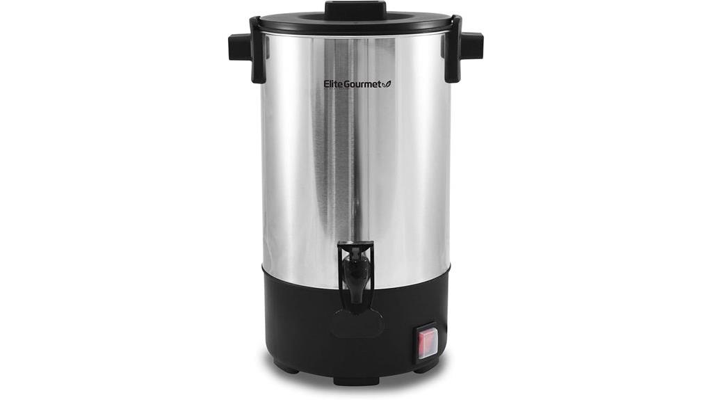 large stainless steel coffee urn