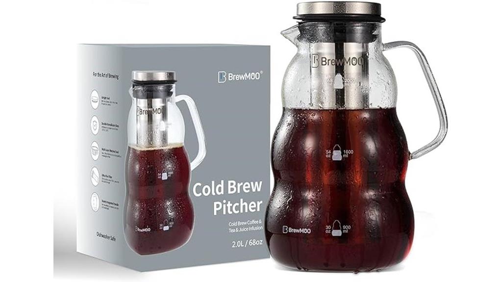 large stainless steel cold brew pitcher