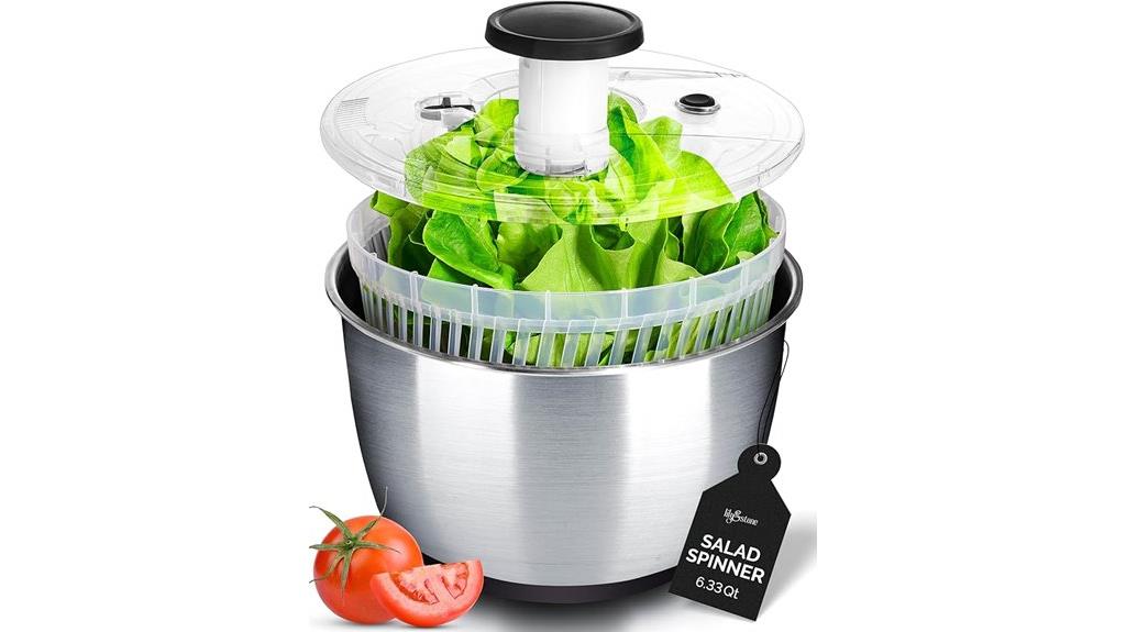 large stainless steel salad spinner