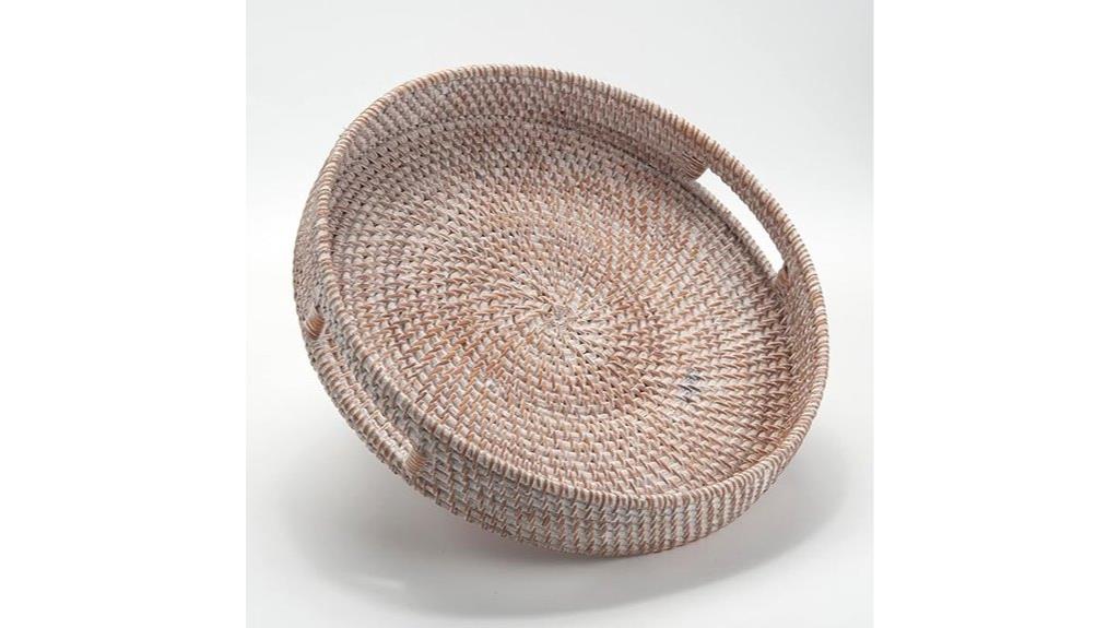 large white rattan tray