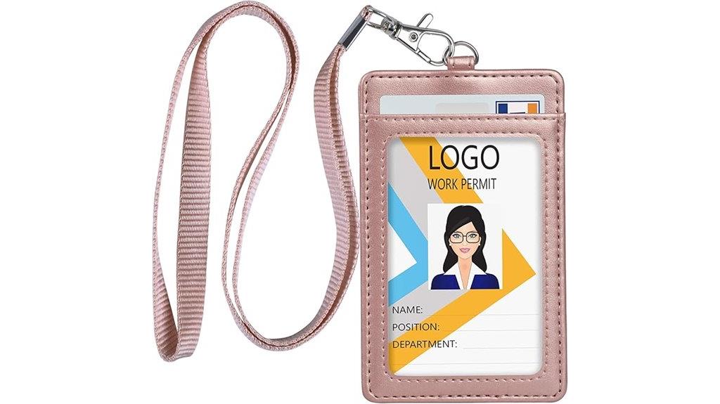 leather badge holder with lanyard