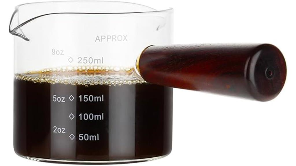 measuring cup with wood handle