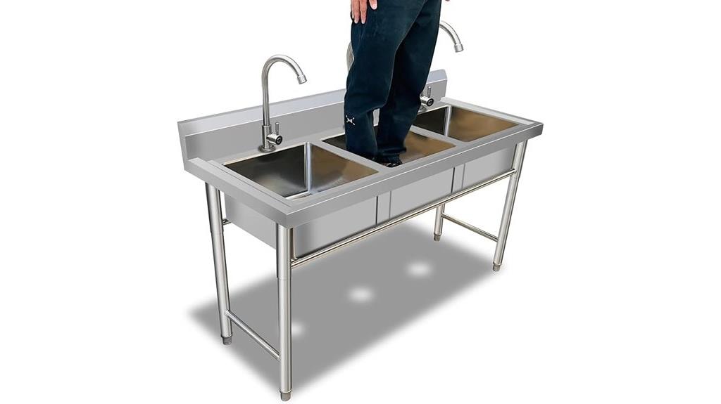 outdoor stainless steel triple sink