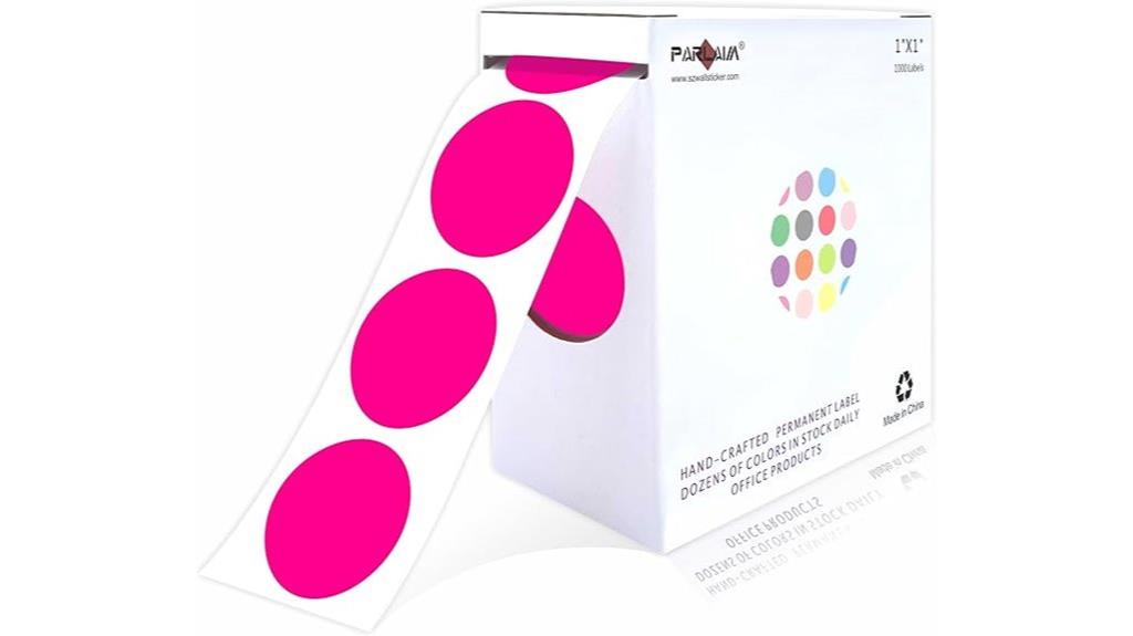 pink circular label roll