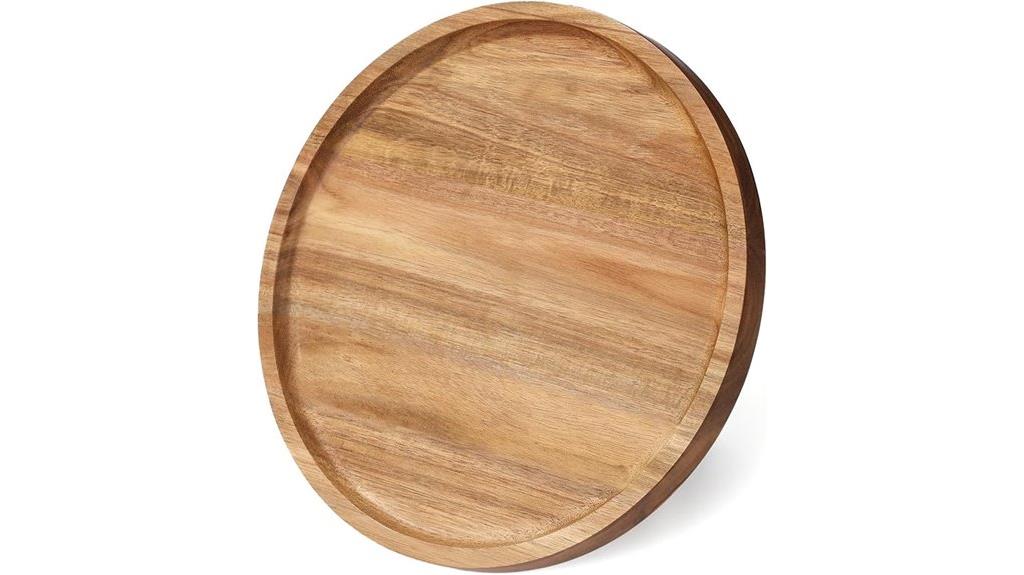 round acacia serving tray