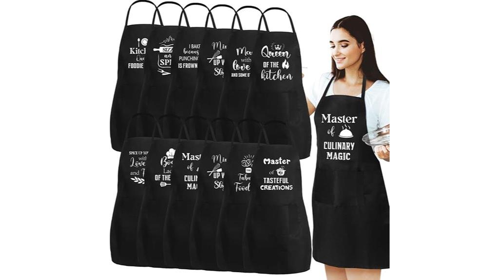 set of 12 humorous aprons