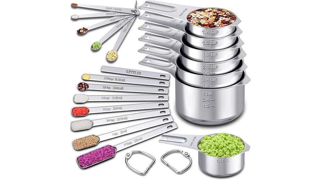 set of 20 stainless steel measuring tools