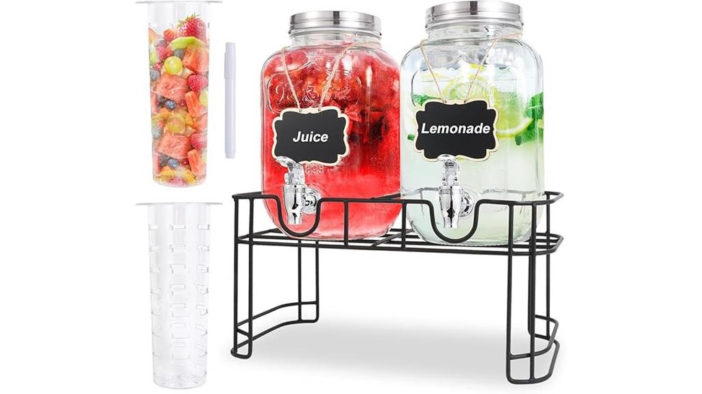set of 2 gallon glass dispensers