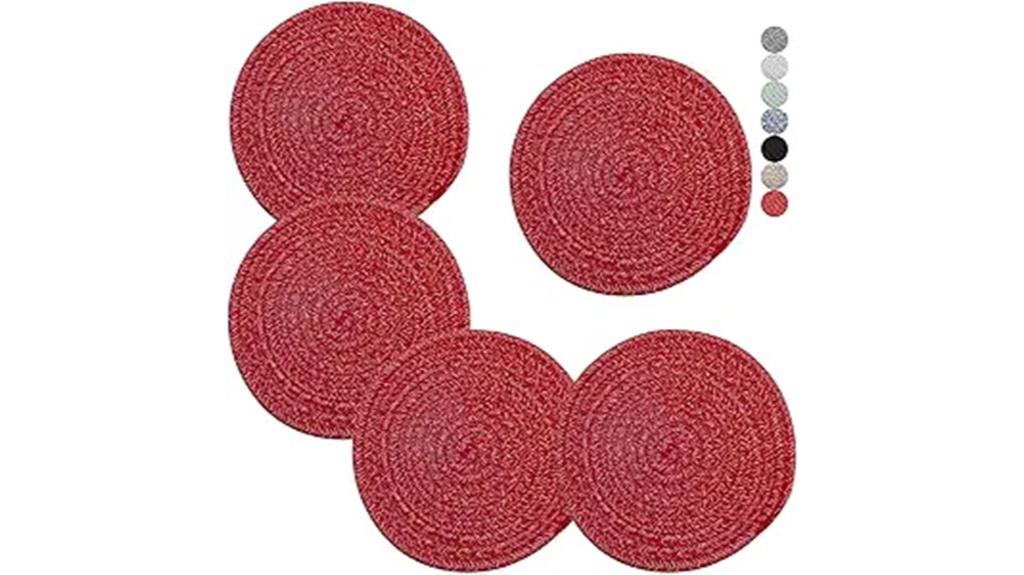 set of five hot dish trivets